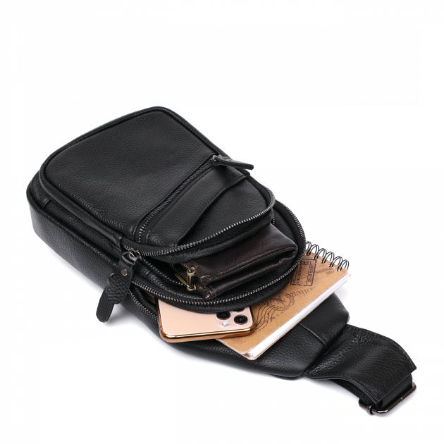 Сумка-слинг шкіряна DNK Leather dnk-20672 чорна Сумка-слинг шкіряна DNK Leather dnk-20672 чорна