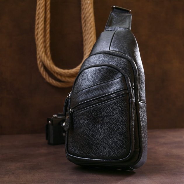 Сумка-слинг шкіряна DNK Leather dnk-20672 чорна Сумка-слинг шкіряна DNK Leather dnk-20672 чорна