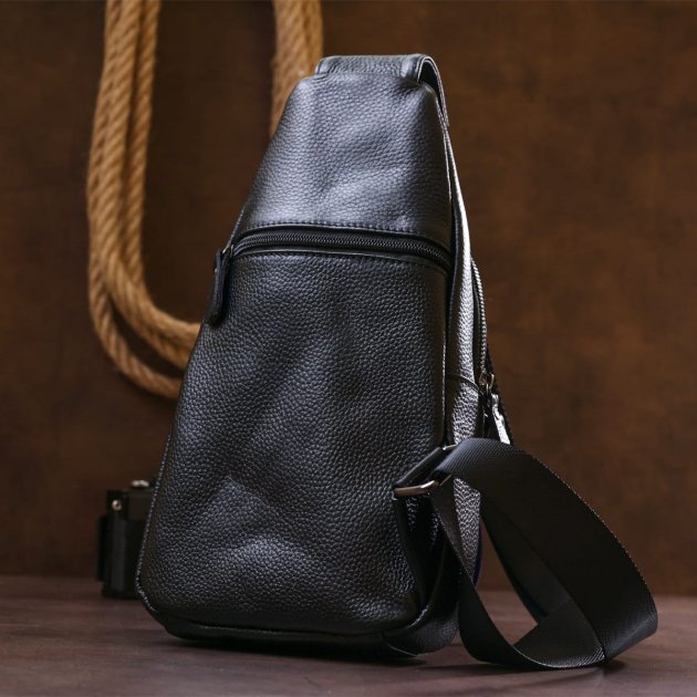 Сумка-слинг шкіряна DNK Leather dnk-20672 чорна Сумка-слинг шкіряна DNK Leather dnk-20672 чорна