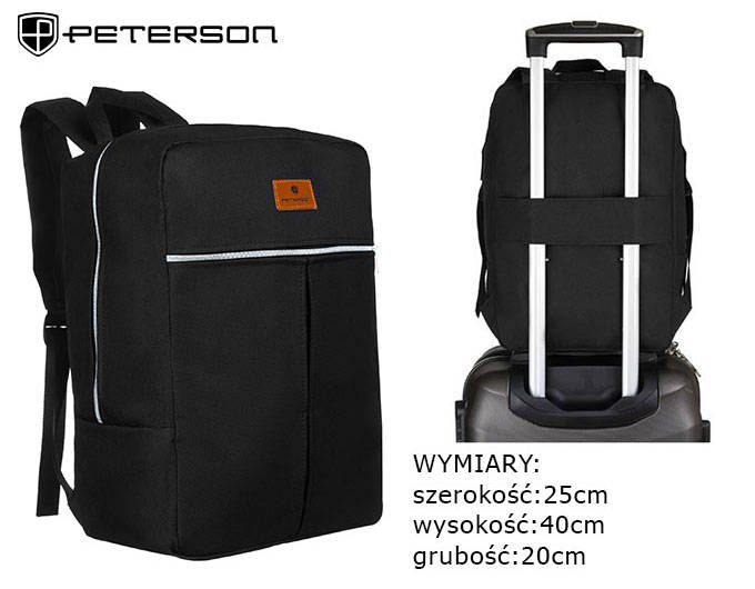 Дорожній наплічник для ручної поклажі 40 x 20 x 25 PETERSON PTN-GBP-10-BLACK-SILVER Дорожній наплічник для ручної поклажі 40 x 20 x 25 PETERSON PTN-GBP-10-BLACK-SILVER