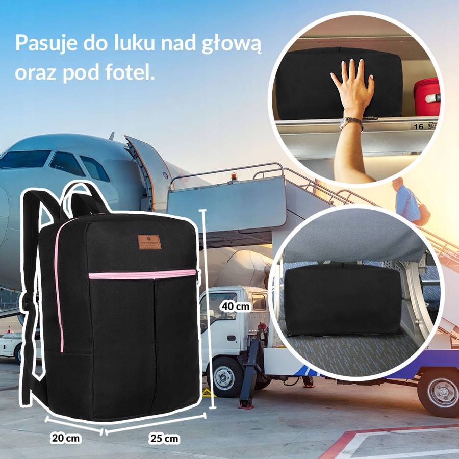 Дорожній рюкзак для ручної поклажі 40 x 20 x 25 PETERSON PP-BLACK-PINK Дорожній рюкзак для ручної поклажі 40 x 20 x 25 PETERSON PP-BLACK-PINK
