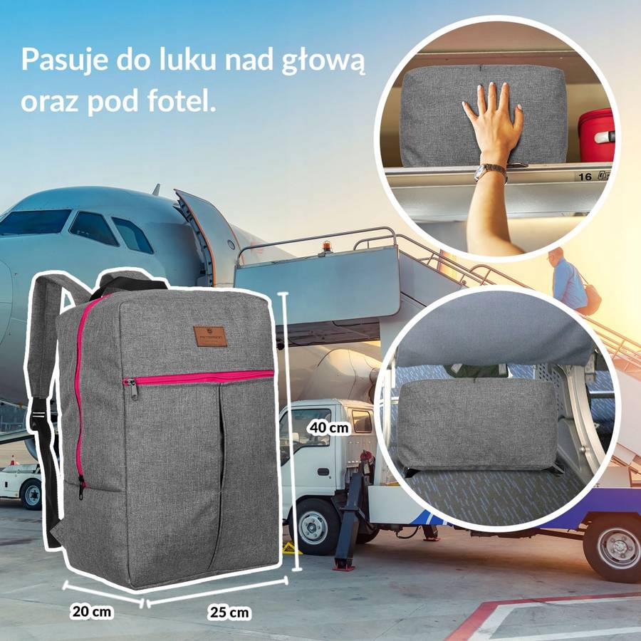 Дорожній рюкзак для ручної поклажі 40 x 20 x 25 PETERSON PP-GREY-PINK Дорожній рюкзак для ручної поклажі 40 x 20 x 25 PETERSON PP-GREY-PINK