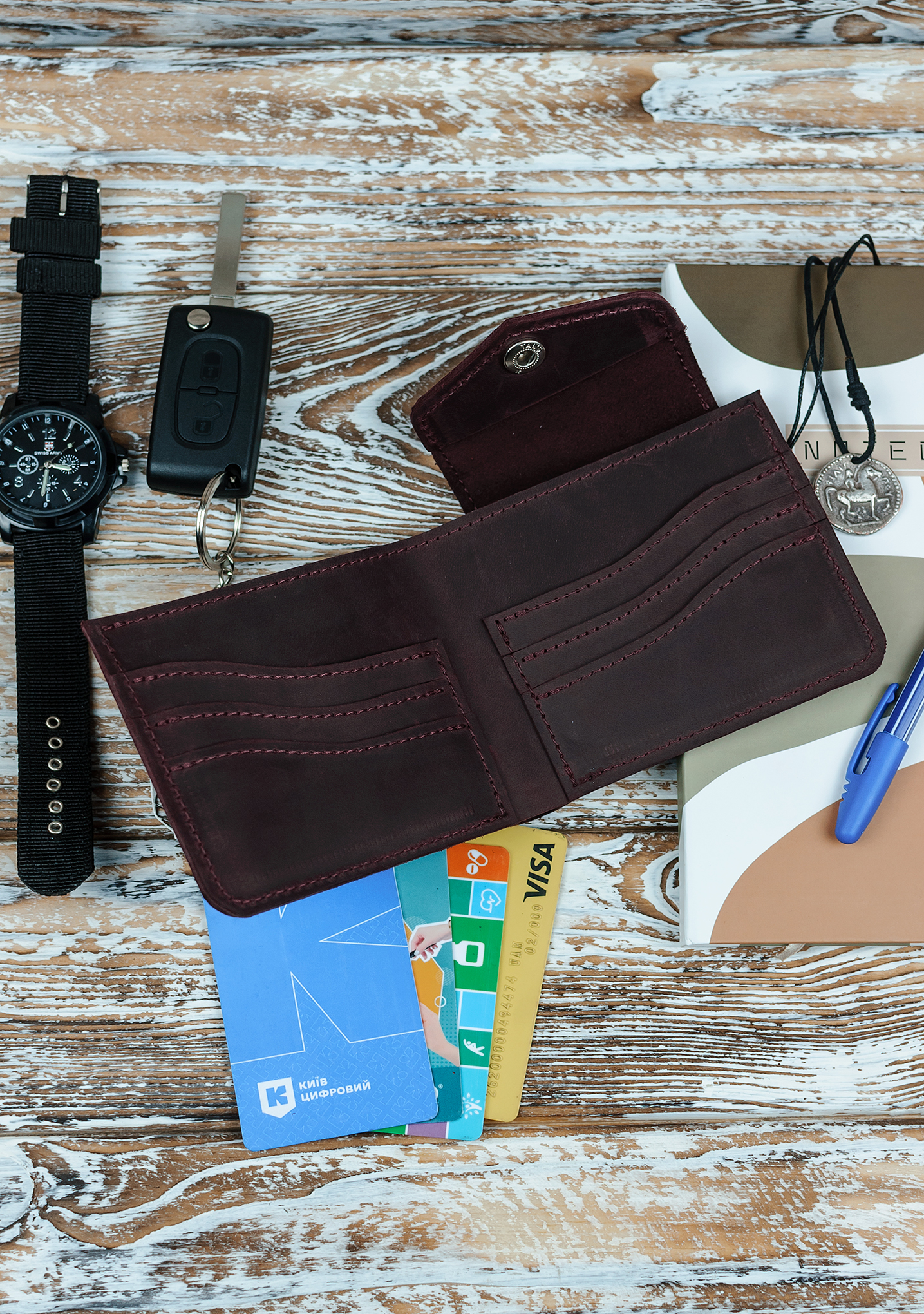 Гаманець шкіряний DNK Leather DNK-LW-08-col.L бордовий Гаманець шкіряний DNK Leather DNK-LW-08-col.L бордовий