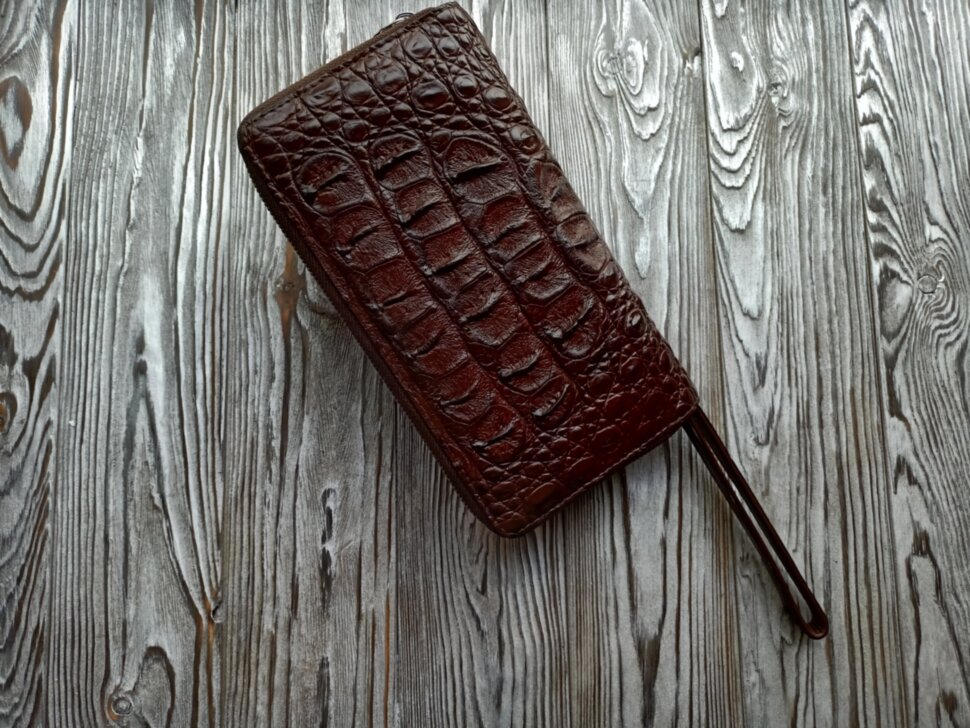 Сумка (клатч) на двох блискавках зі шкіри крокодила NCR-4551-brown Сумка (клатч) на двох блискавках зі шкіри крокодила NCR-4551-brown